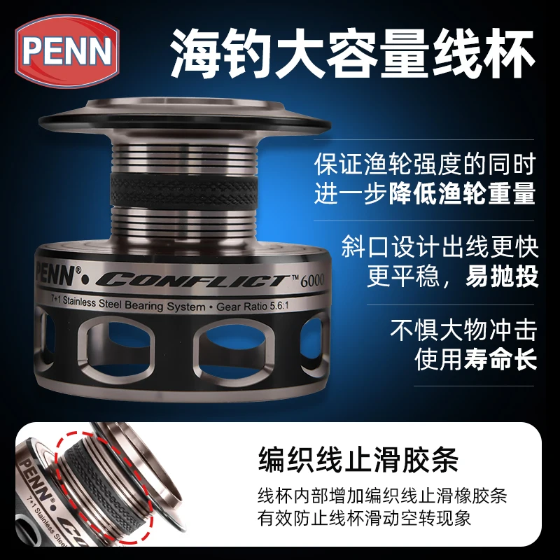 Benle Sea Fishing-rueda giratoria especial sin huecos, rueda de pesca Iso de Metal importada lejos del camino, caña de mar Yalun - imagen 4