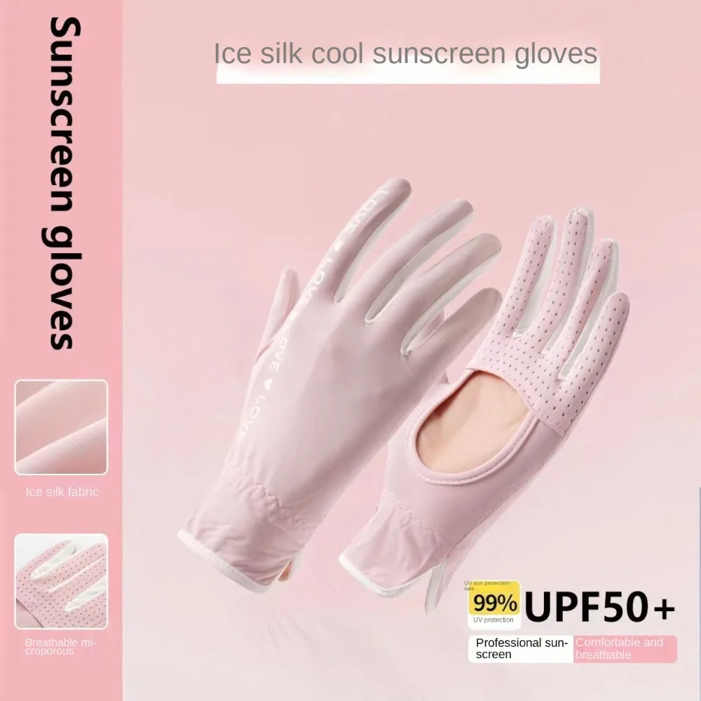 Guantes de verano antideslizantes para mujer, guantes de ciclismo con palma calada transpirable, protección solar UPF 50+, guantes de pesca - imagen 3