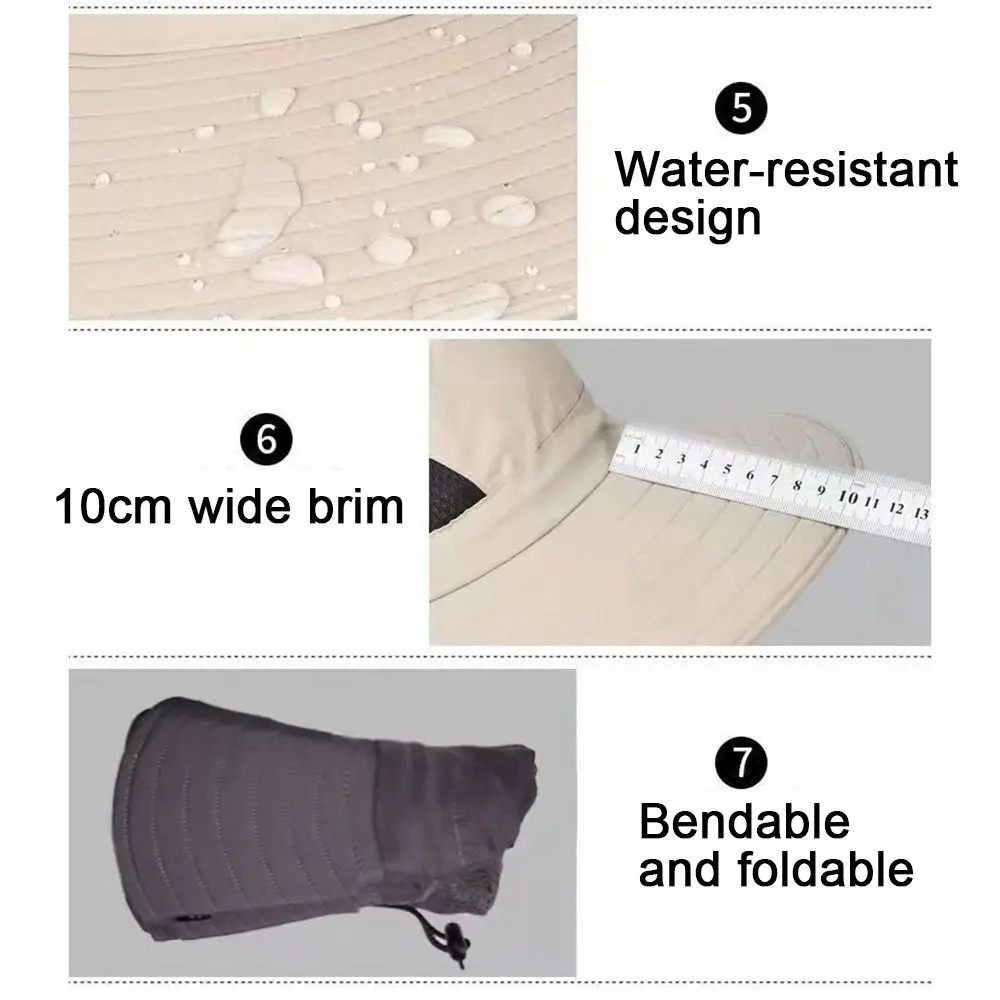 Sombrero de pesca con cubierta para todo el rostro para exteriores, gorra para el sol con máscara, gorras para el sol, senderismo, ala ancha, Anti UV, sombrero para senderismo, mujeres y hombres - imagen 2