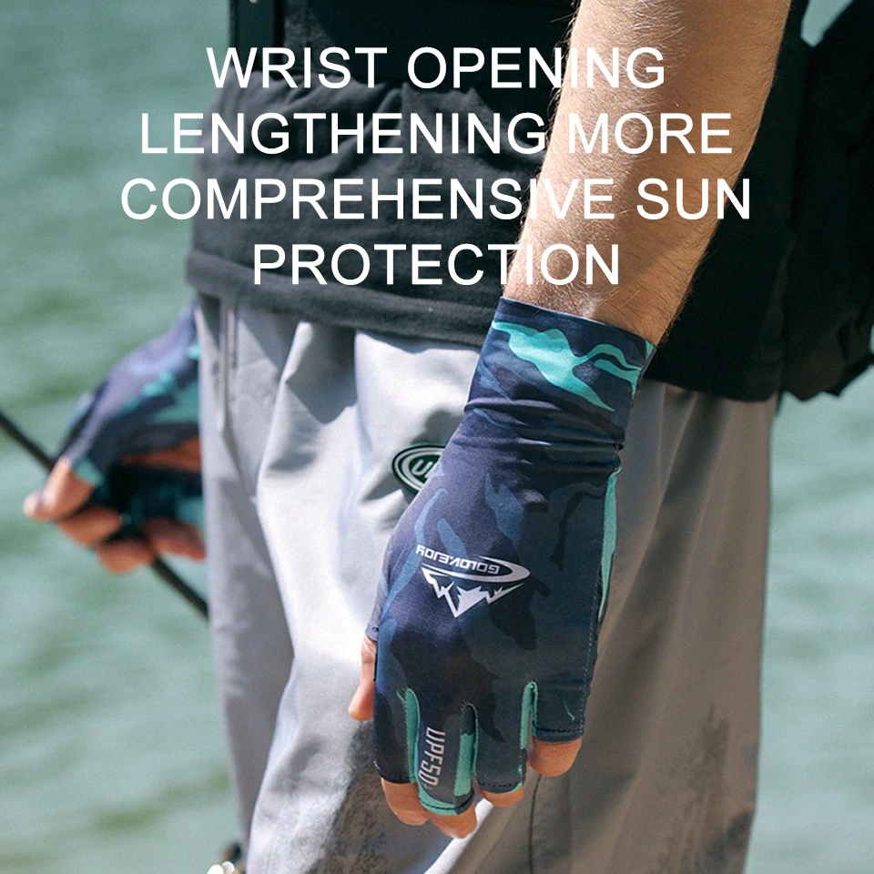 WALK FISH-guantes de pesca UPF 50 +, protección solar sin dedos, guantes de Pesca para el sol para mujeres y hombres, al aire libre, 1 par - imagen 3