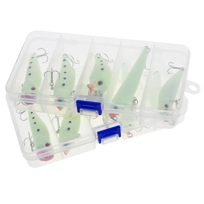 5 unids/set Señuelos de Pesca 3D luminoso pesca nocturna Minnow señuelo Isca Artificial Wobbler cebo duro señuelo anzuelo aparejos señuelo de pescado - imagen 2