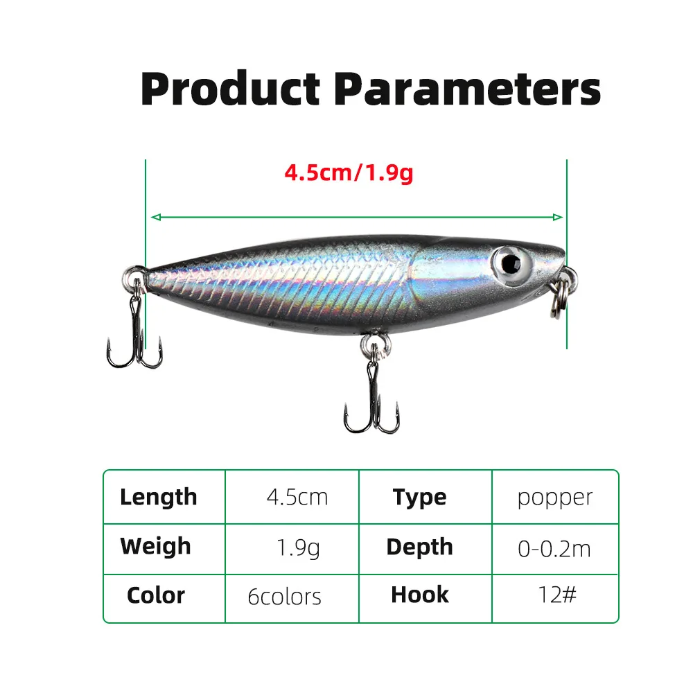 Mini señuelo de lápiz de pesca Topwater, señuelo flotante de 4,5 cm/1,9g, cebo de pesca de agua dulce, equipo de pesca al aire libre, cebo falso biónico - imagen 2
