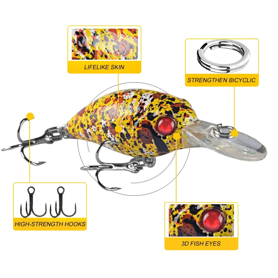 Señuelo de Pesca piezas Crankbait, 4,5 cm, 3g, manivela Wobbler Isca Artificial, Lucio, duro, aparejos de Pesca japoneses - imagen 2