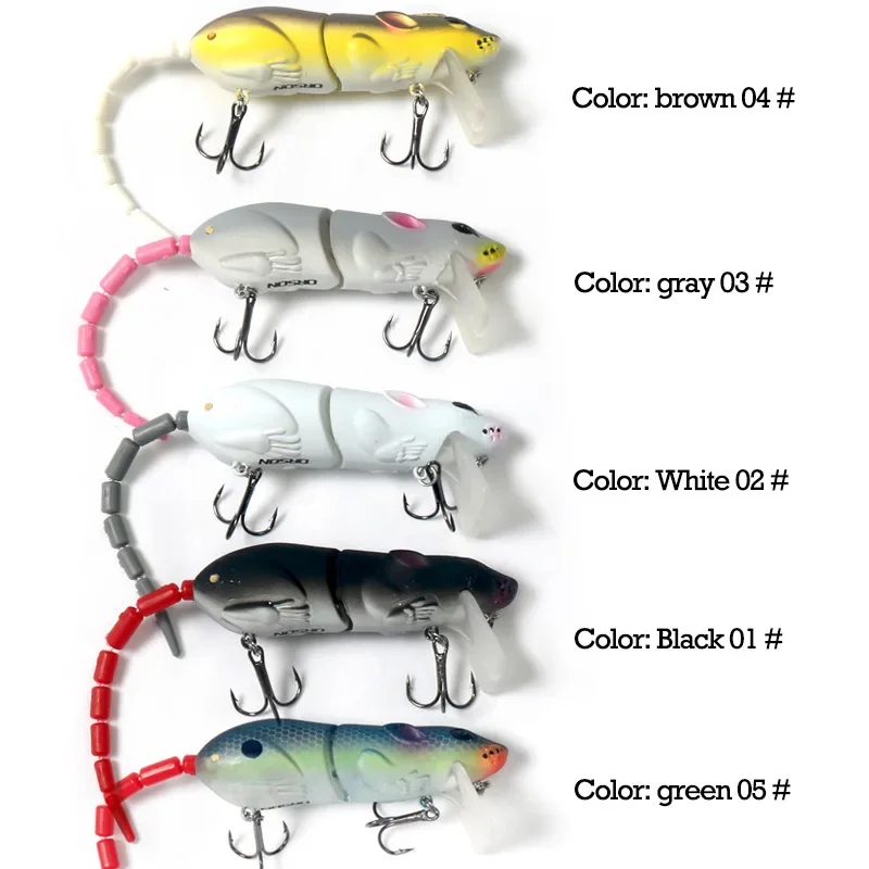 ALASICKA-señuelo de ratón de varias secciones, 15,5g/15,5 cm, Topwater, rata, Wakebait, rata, pececillo, Wobbler, señuelos de lubina para Pesca - imagen 5