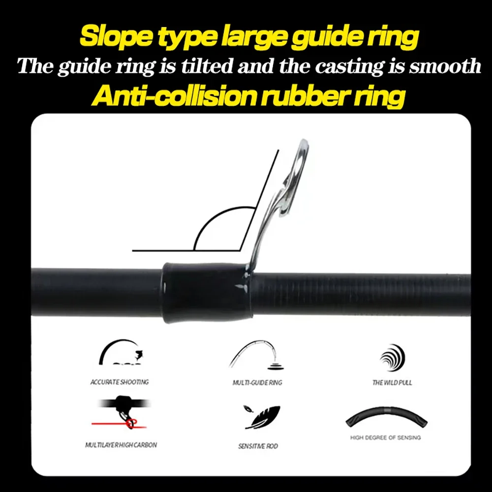 Ghotda-caña de pescar con señuelo giratorio, Mini caña telescópica de carbono, 1,8/2,1/2,4/2,7/3,0 m, peso del cebo de acción de 8-18g - imagen 4