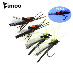 Bimoo 4 piezas # 4 # 8 espuma de alto ciancia, tolva negra, mosca flotante, saltamontes, mosca seca para trucha, lubina, Slamon, tipo de pez, Señuelos de Pesca