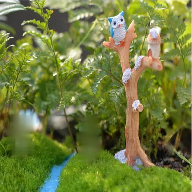 Mini ramas de árbol, miniaturas de resina, búho, Hada, casa de jardín, muñecas, adornos navideños, juguetes para bebés - imagen 3