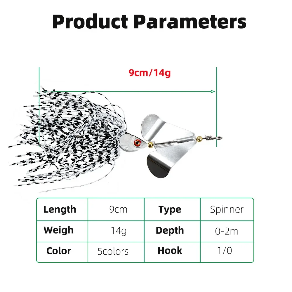 Spinnerbait-Señuelos de Pesca de lubina Multicolor, cebo giratorio de Metal para trucha, salmón, Jigs de natación, 9cm/14g - imagen 3
