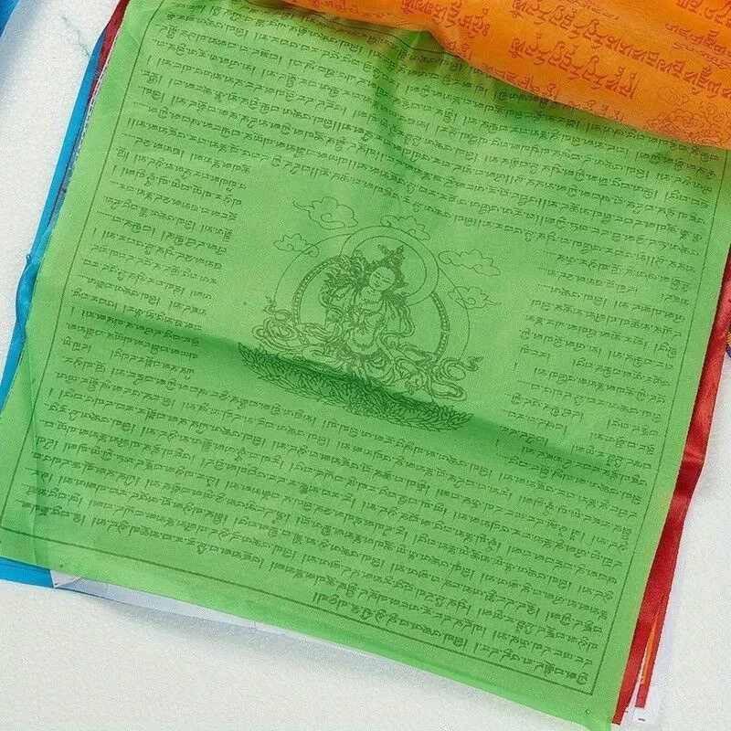 Bandera religiosa Bandera de oración budista tibetana Impresión en color Oración Seda artificial Tíbet Pulmón Ta Banner Escrituras Banderas Decoración - imagen 3