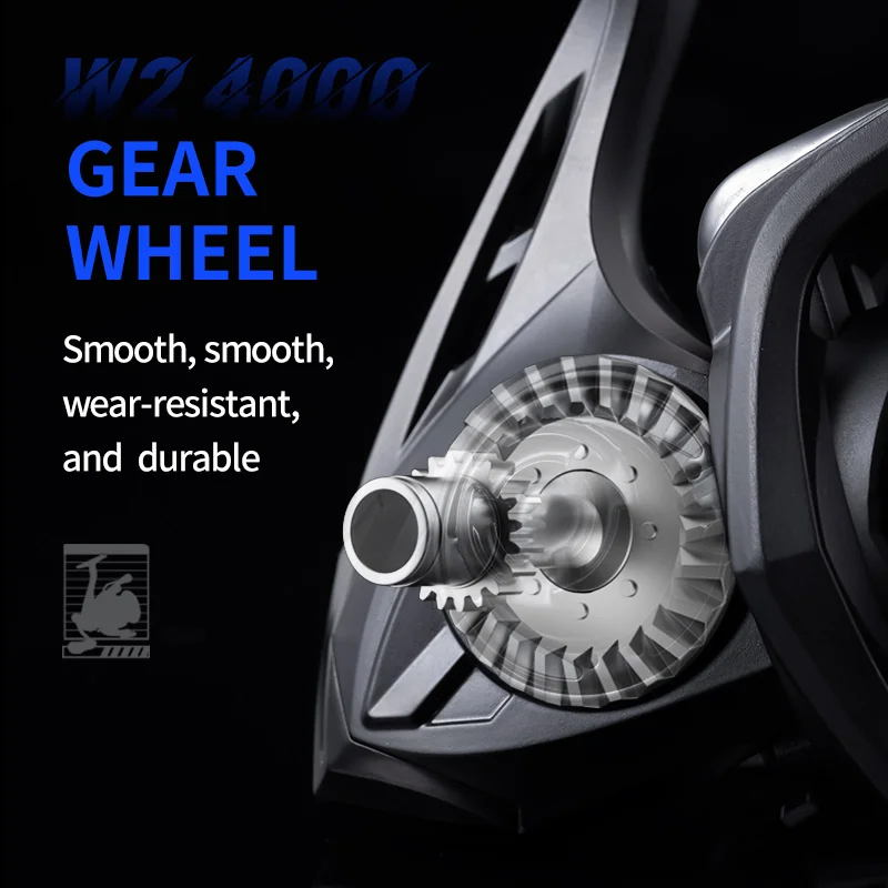 Carrete giratorio Rooblinos W2, carrete de grafito de arrastre máximo de 12kg, 7 + 1 BB, relación de engranaje 5,2: 1, carrete de pesca para perca, lubina y Lucio - imagen 4