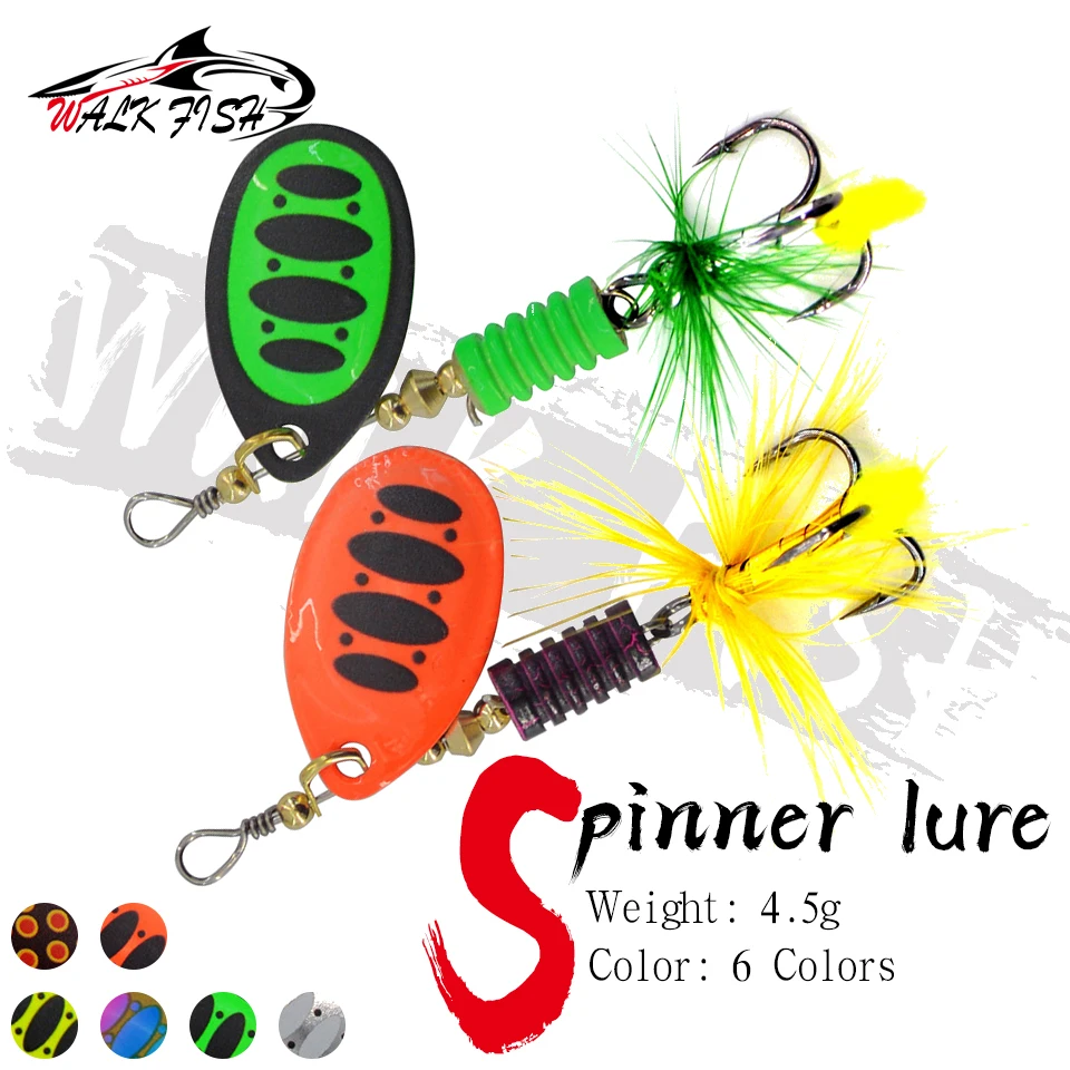 WALK FISH Señuelo cuchara – Triples con pluma para lubina y trucha - imagen 3