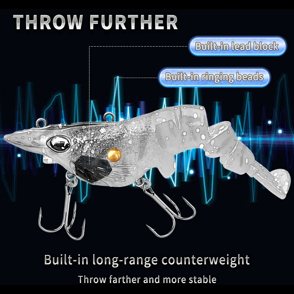 THETIME-cebo para articulación de camarones, 4,5g, 12g, 21g, simula 3D, varias secciones, cola de fibra segmentada, vibración, pesca en el mar, Swimbait - imagen 2