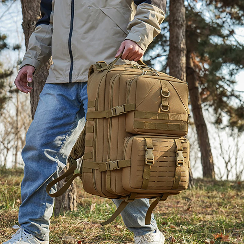 Mochila táctica Molle de pesca de 50L, bolsa de aparejos para almacenamiento de equipo de pescado, bolsas de caza para senderismo al aire libre, mochila organizadora de señuelos - imagen 3