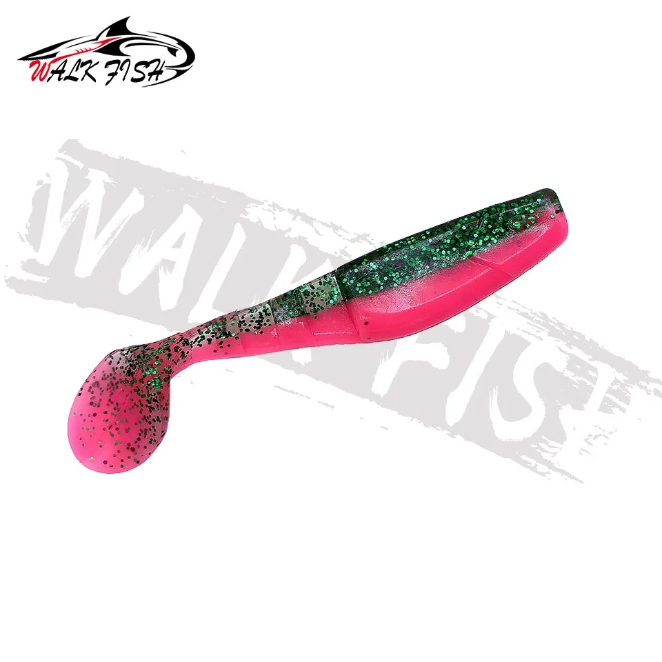 WALK FISH-Señuelos blandos de 10cm, 10,3g, cola en T, cebos blandos para pesca, sábalo de doble Color, Wobblers artificiales de silicona para lubina, 3 uds. - imagen 3