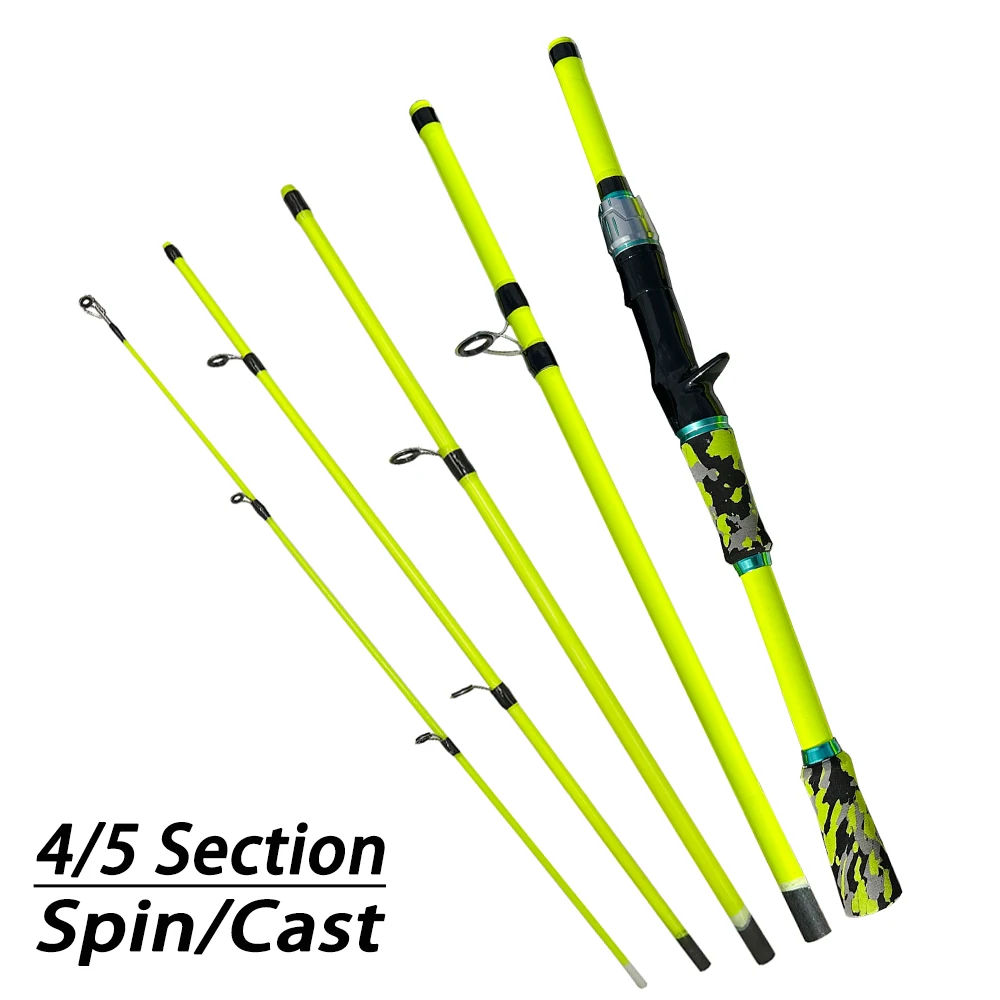 Caña de pescar de carbono ML, caña de pescar para barco de viaje, 4/5 secciones, Mini caña corta de 1,8 m/2,1 m, caña amarilla/verde para sal/agua dulce - imagen 5