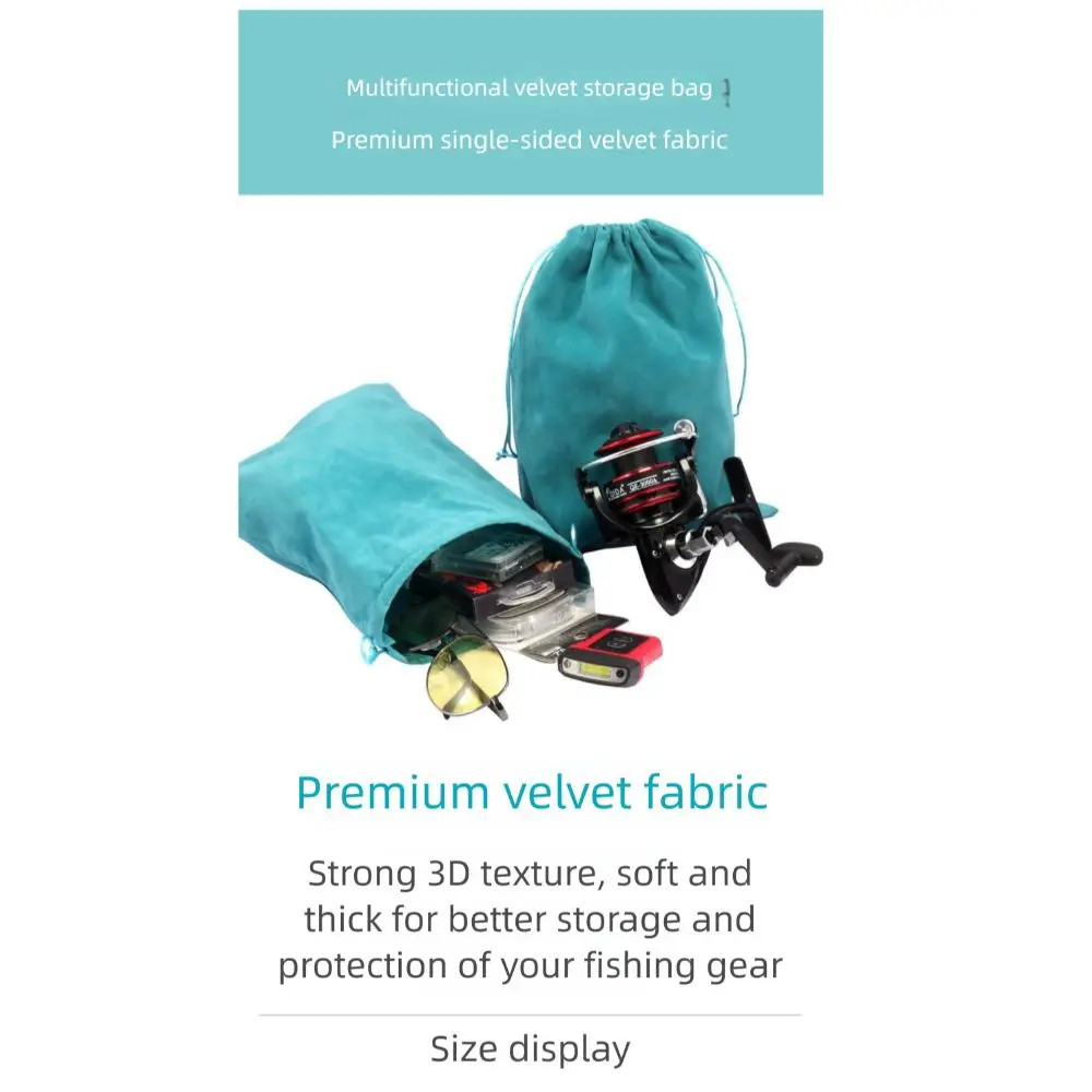 Bolsa protectora portátil para aparejos de pesca, accesorios S M L, bolsa de carretes de pesca con cordón, bolsa protectora para carrete de almacenamiento de ruedas al aire libre - imagen 2