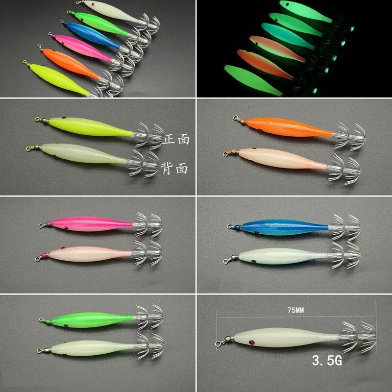 5 unids/bolsa anzuelo luminoso de calamar 7cm anzuelo de calamar brillante anzuelo de pesca de sepia pequeño Señuelos de Pesca de Mar cebo de pesca - imagen 5
