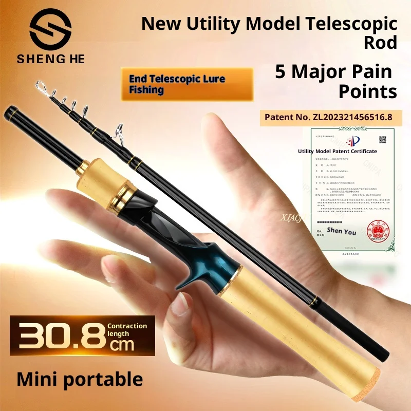 Caña telescópica de spinning Shenghe Pony – Portátil ultraligera
