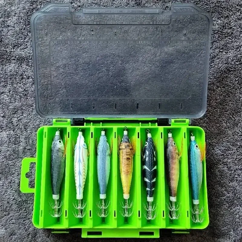 Cebo luminoso de calamar y madera para peces, camarones, 14 Uds., 10cm, cebo de pulpo y sepia, cebo duro de ojo 3D, herramienta de pesca profesional - imagen 5