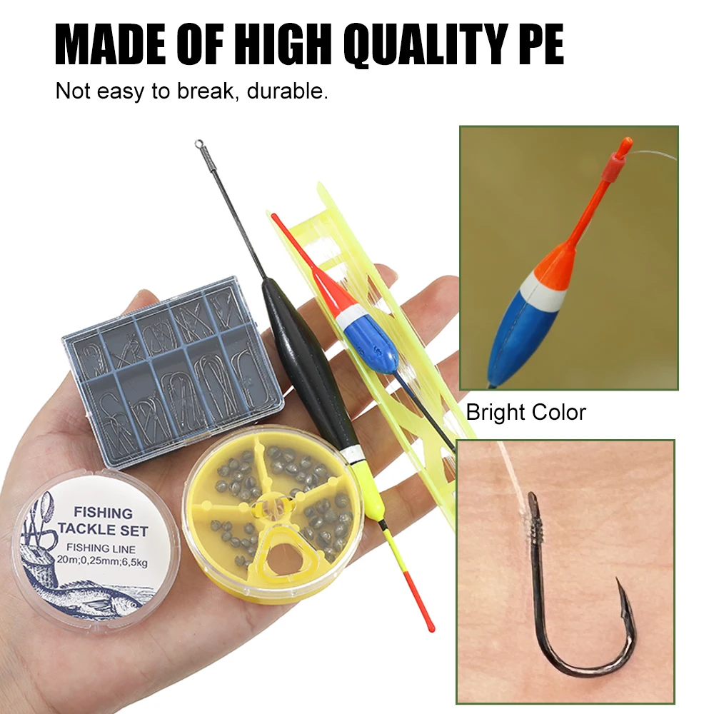 FTK-Juego de equipo de pesca, anzuelo de plomo, cebos, ganchos, tabla de bobinado, accesorios de pesca, kit de flotador flotante - imagen 4