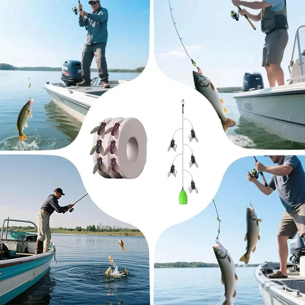 Juego de 2 señuelos de pesca con mosca artificiales con anzuelos, equipo de pesca antioxidante, cebo de pesca con mosca biónico con ayudas para lanzar duraderos - imagen 5