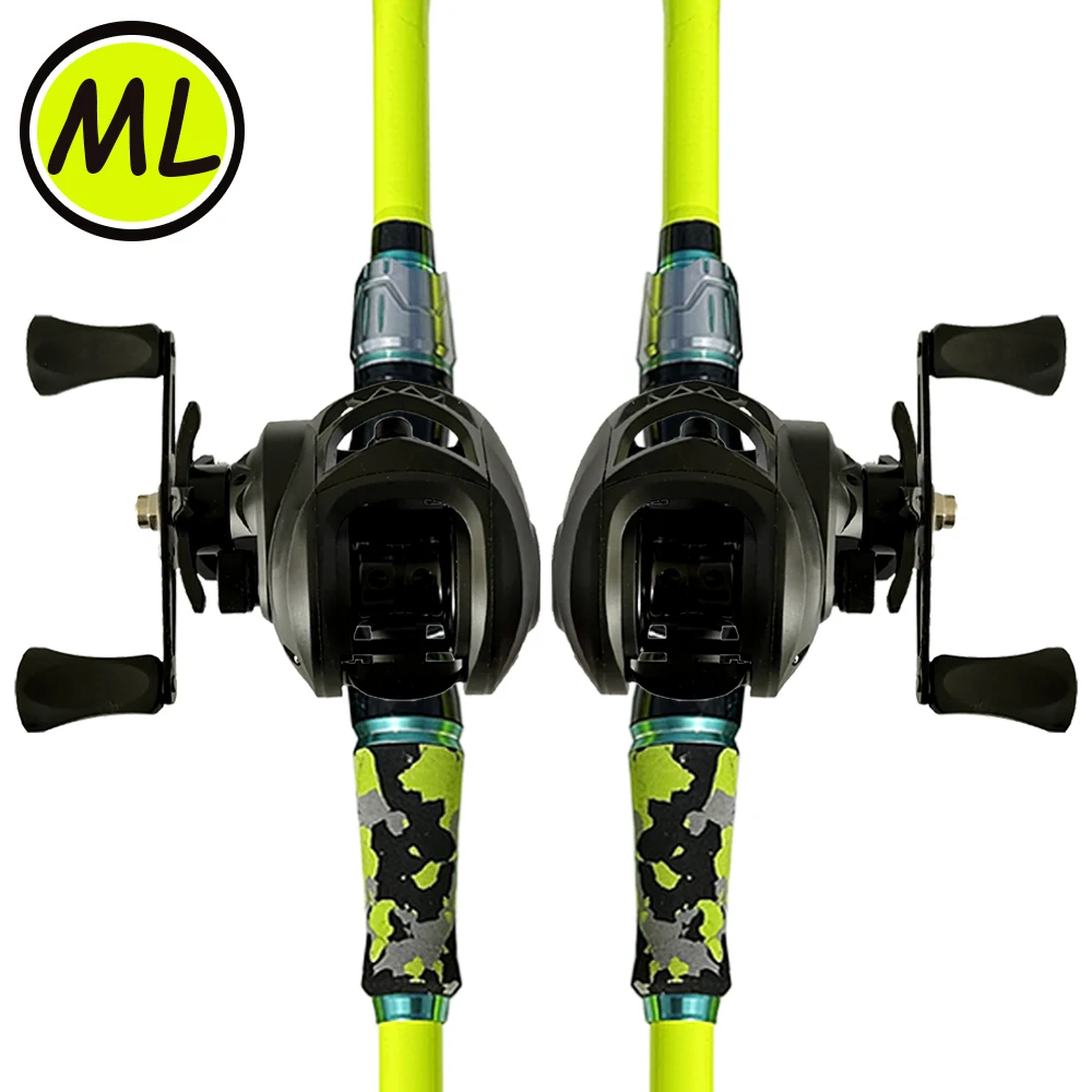 Caña y carrete lubina profesional baitcast carbono arrastre de viaje
