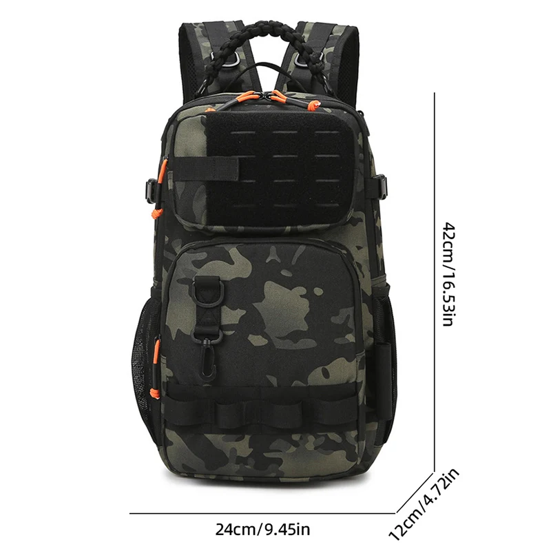 Mochila para señuelos de pesca con soportes para cañas, bolsa de pecho multifuncional Molle, accesorios para cajas de peces grandes, mochila para senderismo al aire libre - imagen 3