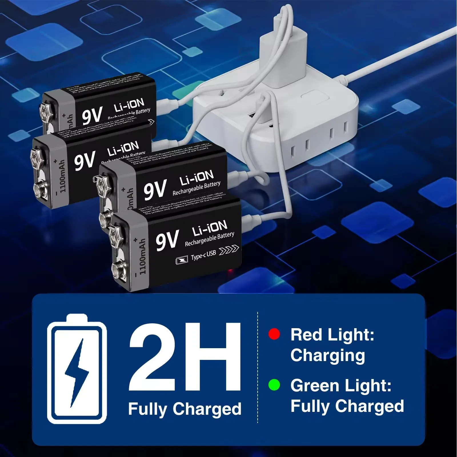 Batería 9V Recargable USB Tipo-C 6F22 para Electrónicos - imagen 5