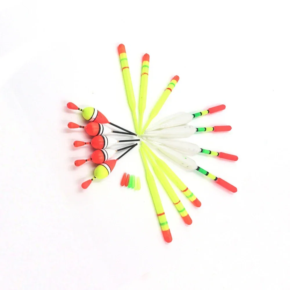 Flotadores de pesca de 15 unids/set, utilizados para pescar carpa y otros peces de agua dulce/pesca en Mar/pesca en hielo, con accesorios de goma