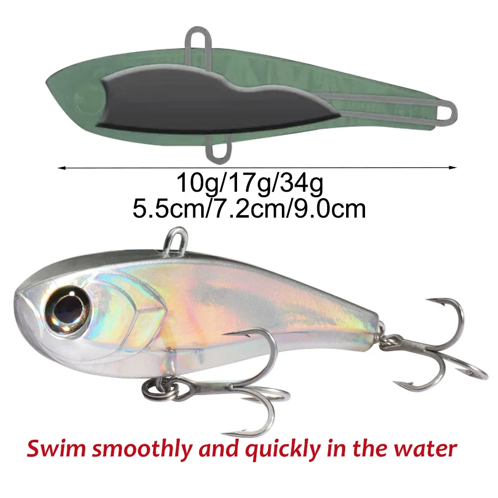 GOBAIT VIBRATION VIB de tono alto 10g 17g 34,5g señuelo tipo lápiz que se hunde Pesca de fundición larga Pesca de lubina Swimbait gancho cebo de silicona - imagen 2