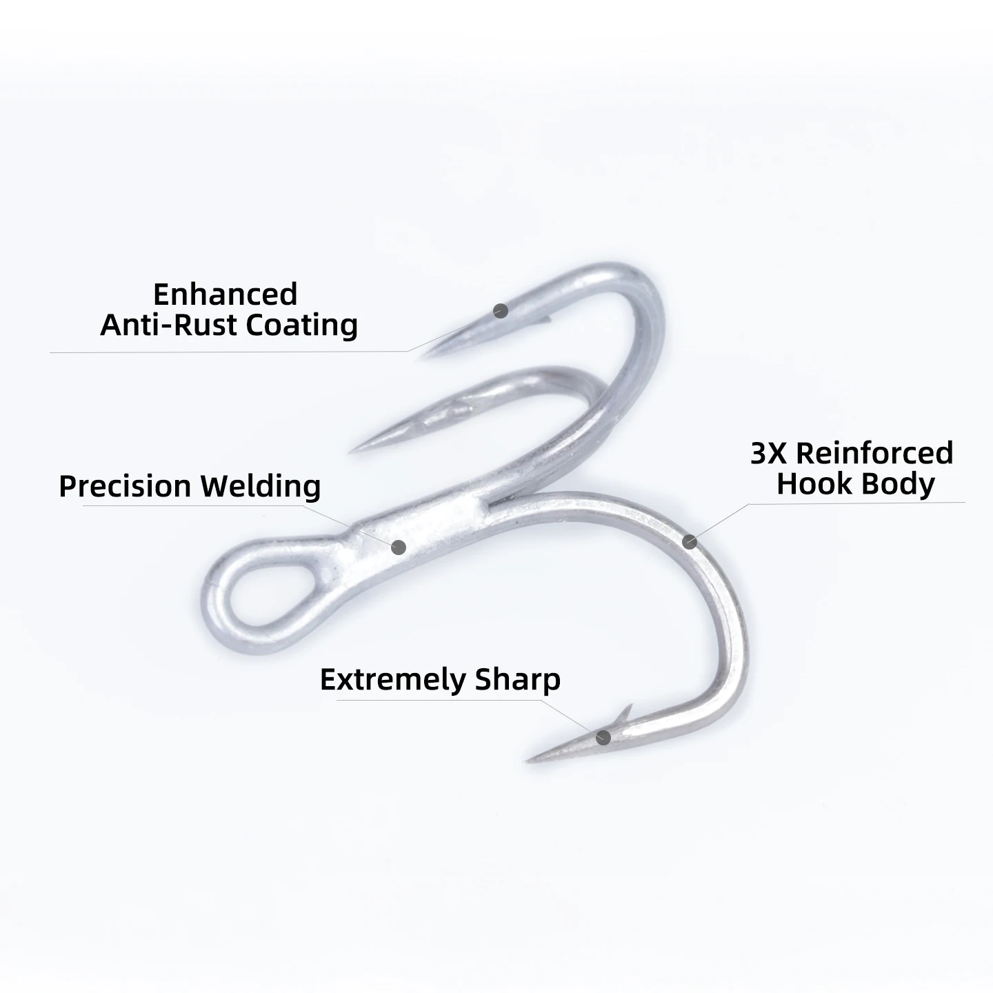 OUTKIT 10 Uds 6066 nuevo gancho triple antioxidante 3x fuerte súper afilado 6-16 #   Aparejos de pesca con anzuelos triples de mar de acero de aleación antioxidante - imagen 2