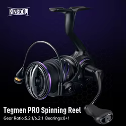 Kingdom TEGMEN PRO carrete giratorio de aleación de aluminio 8 + 1 rodamientos ligero 5,2: 1 6,2:1 relación de engranaje pesca en agua dulce y salada