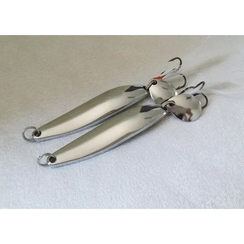 Señuelo de pesca con cuchara dorada y plateada, cebos duros con lentejuelas, Paillette de ruido con pluma para señuelos marinos, herramienta Wobbler Spinner, 1 Uds. - imagen 3