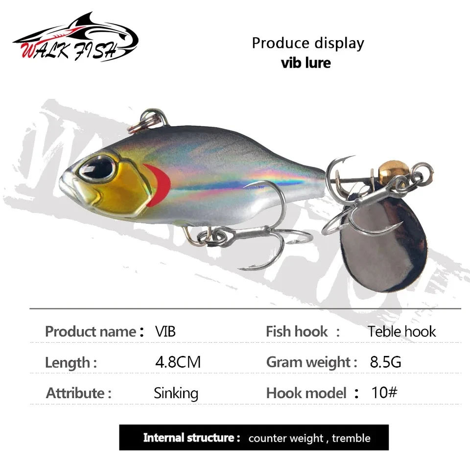 WALK FISH-Cebo giratorio con vibración VIB, 48mm, 8,5g, cuchara giratoria, Señuelos de Pesca, Jigs, Tractor, cebos duros, aparejos de Pesca - imagen 2
