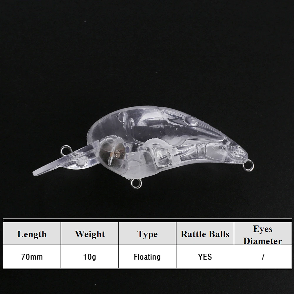 Chan'sHuang sin pintar 20 piezas 70mm 10G Crankbait Wobbler DIY Mini señuelo de pesca transparente cuerpos en blanco manivela - imagen 2