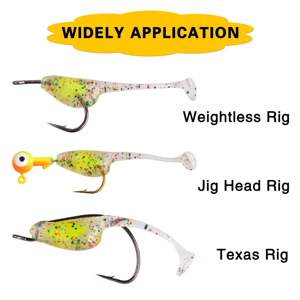 Señuelo de pesca con cola de paleta, 20 piezas, 5cm, 0,8g, cebo Artificial suave luminoso para anzuelos, trucha, lubina, tipo tipo de pez - imagen 3