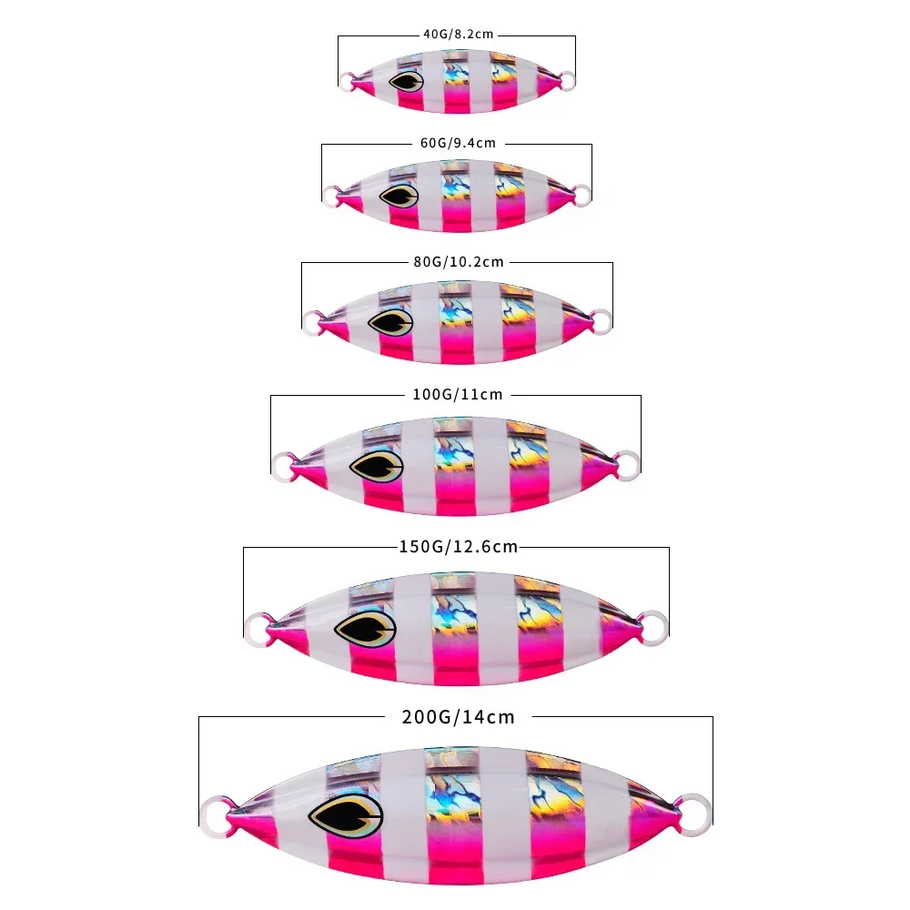 Señuelo de pesca de fundición, plantilla lenta, 40g, 60g, 80g, 100g, cebo de Jigging, cuchara, pez de Metal, agua salada, aparejos de cebo duro Artificial, 1 ud. - imagen 4