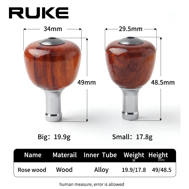 Ruke mango de carrete de pesca, perilla de madera para accesorio de carrete Dai/Shim, materiales de sándalo rojo para fundición S/D y carrete giratorio, 1 unidad - imagen 4