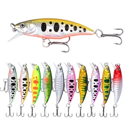 10 Uds. Señuelos de Pesca de pececillo que se hunden Isca Pesca Wobblers cebo duro Artificial para carpa trucha lubina tiro largo Jerkbait Swimbait