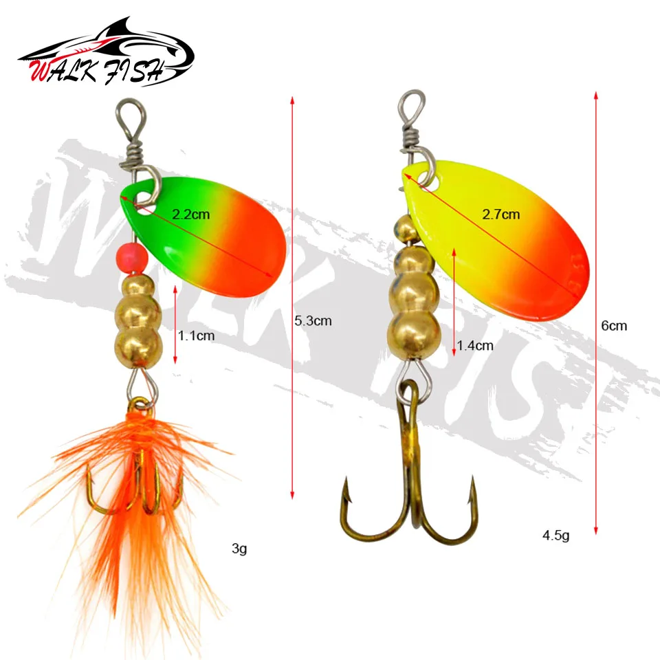 WALK FISH-señuelo giratorio de Metal con anzuelos triples, 1 piezas, 3g, 3,5g, 4,5g - imagen 2