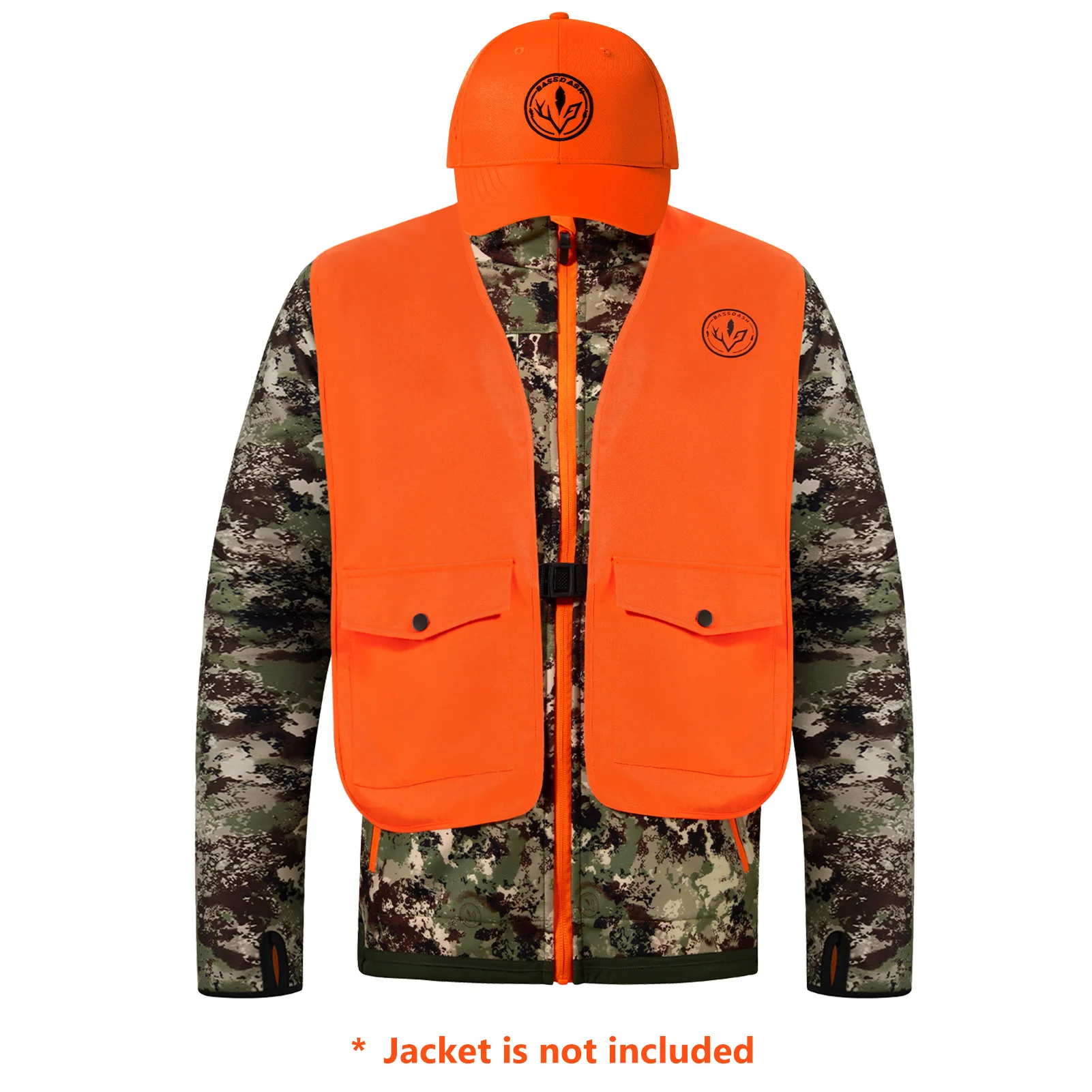 BASSDASH Blaze Orange Chaleco de seguridad para caza y gorra de béisbol unisex altamente visible resistente al agua de secado rápido para pesca y senderismo - imagen 2