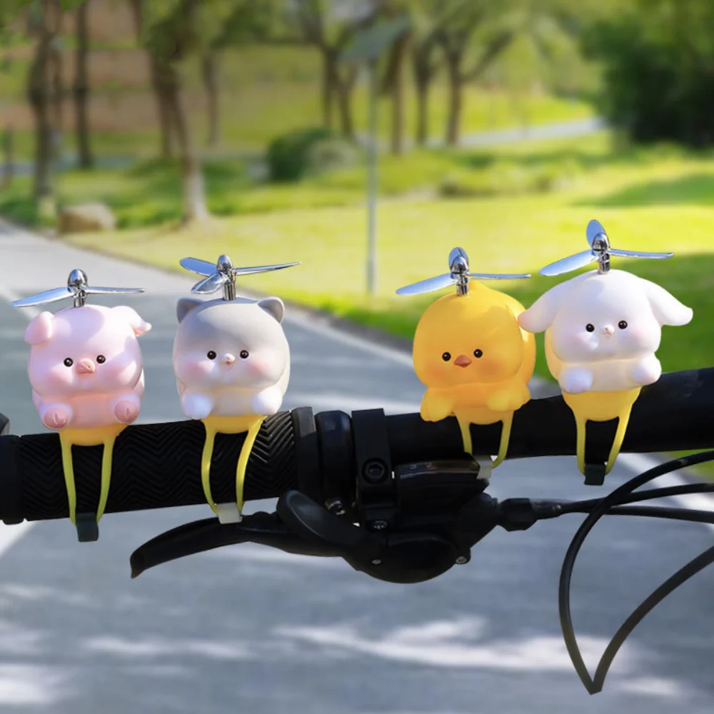Adorno de manillar de bicicleta de muñeca de gato, juguete de vinilo de Animal, decoración de animales de Motor de bicicleta, ventilador giratorio creativo Simple, decoración de animales - imagen 4