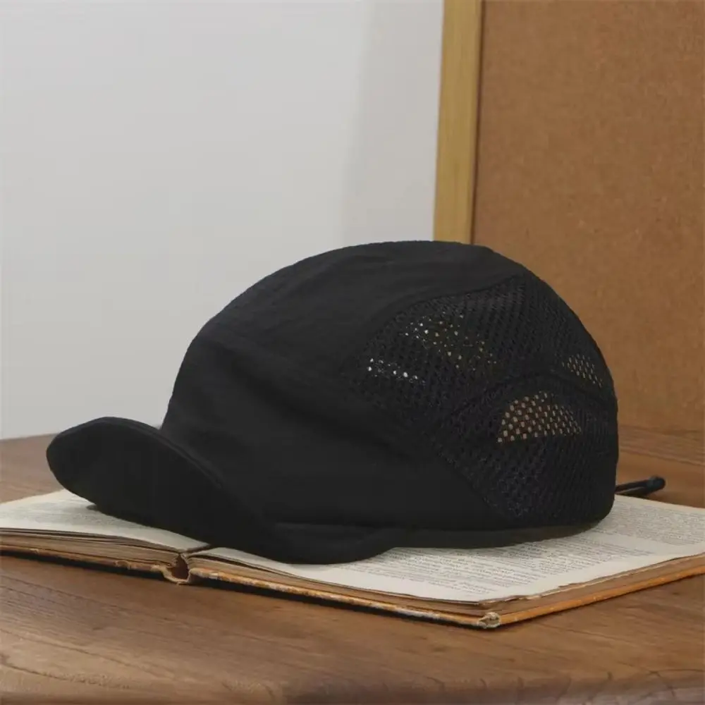 Gorra de béisbol de ala corta de Hip-hop, sombrero de malla transpirable de secado rápido para el sol, protección UV, deportes al aire libre, sombrero de 5 paneles para acampar y pescar - imagen 2