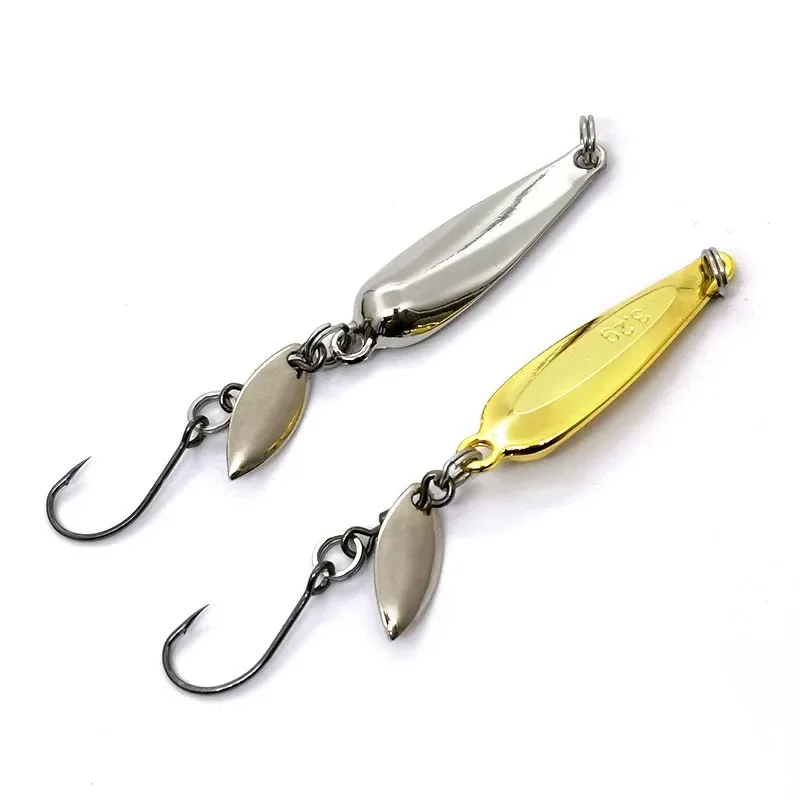 OUTKIT, 1 Uds., cuchara giratoria, cebo de Metal, Micro señuelo de pesca, lentejuelas pequeñas, cebos de tiro largo de cobre para lubina, trucha, perca, Lucio giratorio