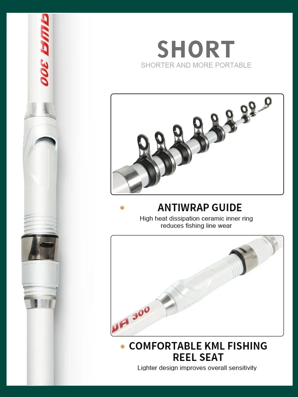 Caña de pescar de viaje portátil, aparejo telescópico de fibra de carbono, giratoria, 1,5 M-3,0 M - imagen 4