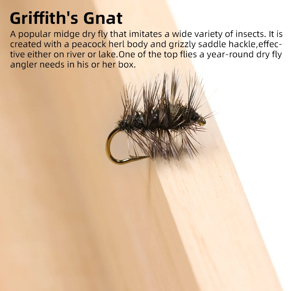 Moscas secas Griffith's Gnat Wifreo #10-14 con púas para trucha - imagen 2