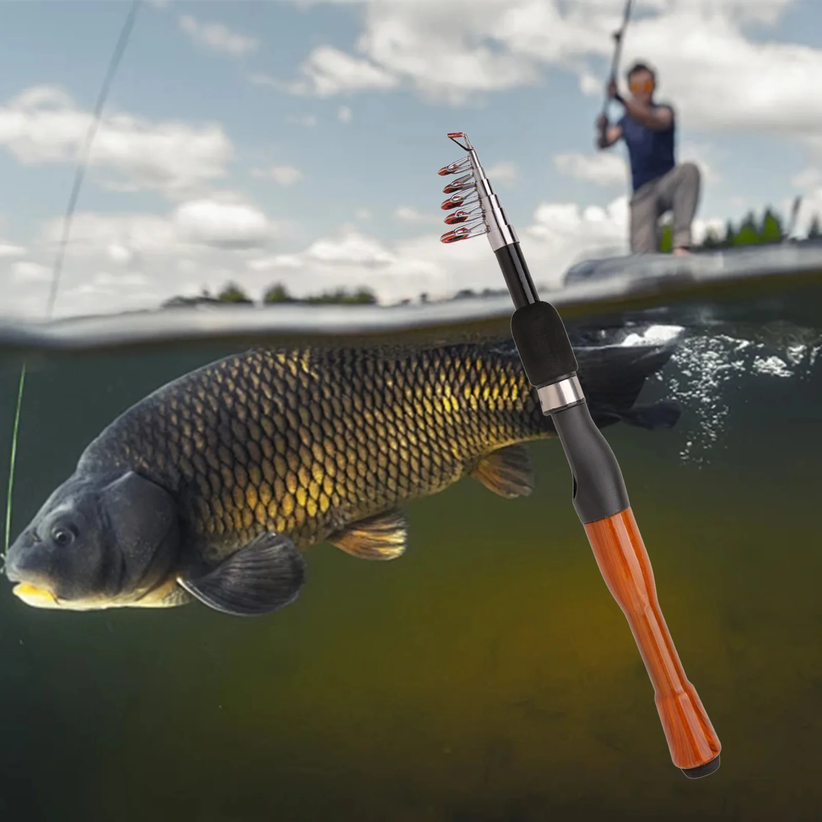 Caña de pescar telescópica portátil, caña de mano ultracorta de 1,3-1,8 m, caña de pescar especializada de fibra de vidrio duradera para pesca en hielo, engranajes para peces - imagen 2