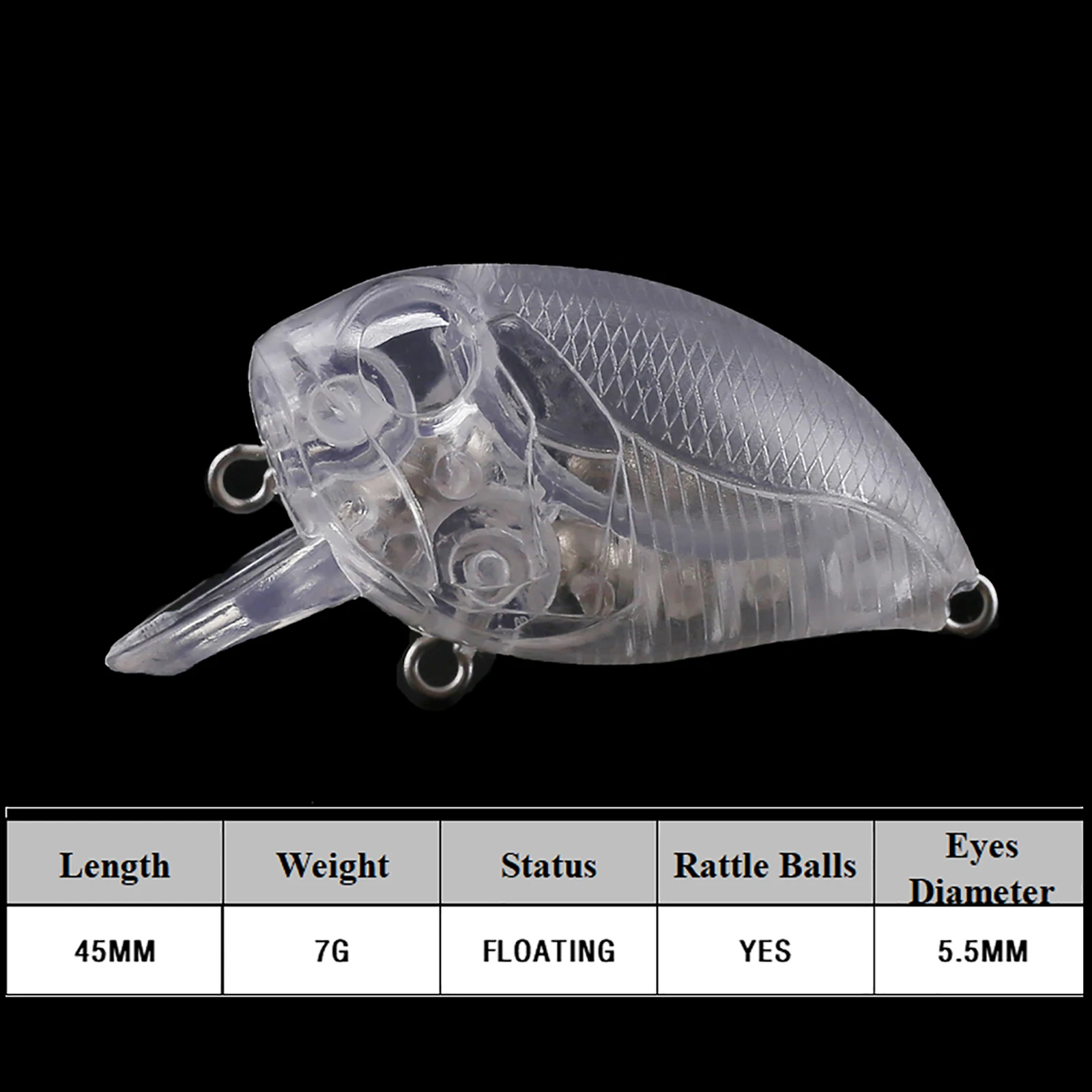 Chan'sHuang 20 piezas cebo en blanco sin pintar 45mm 7g sonajeros flotantes de labio hexagonal Mini Crankbait DIY aparejos de señuelo de pesca hechos a mano - imagen 2