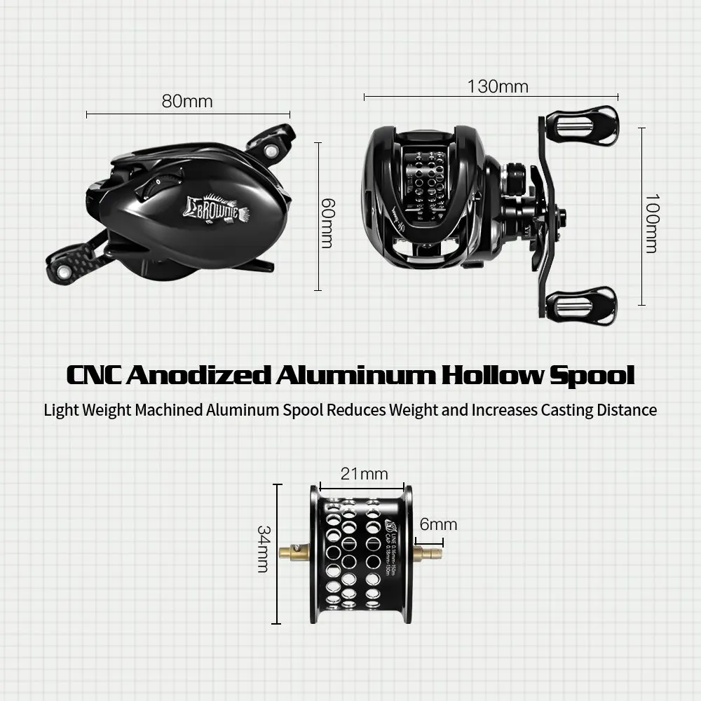 SOLOKING-carrete de Baicasting BMC100 BFS, 11 + 1BB, relación de transmisión de 8,1, arrastre de 5KG con sonido de Clicker, Lille - imagen 4