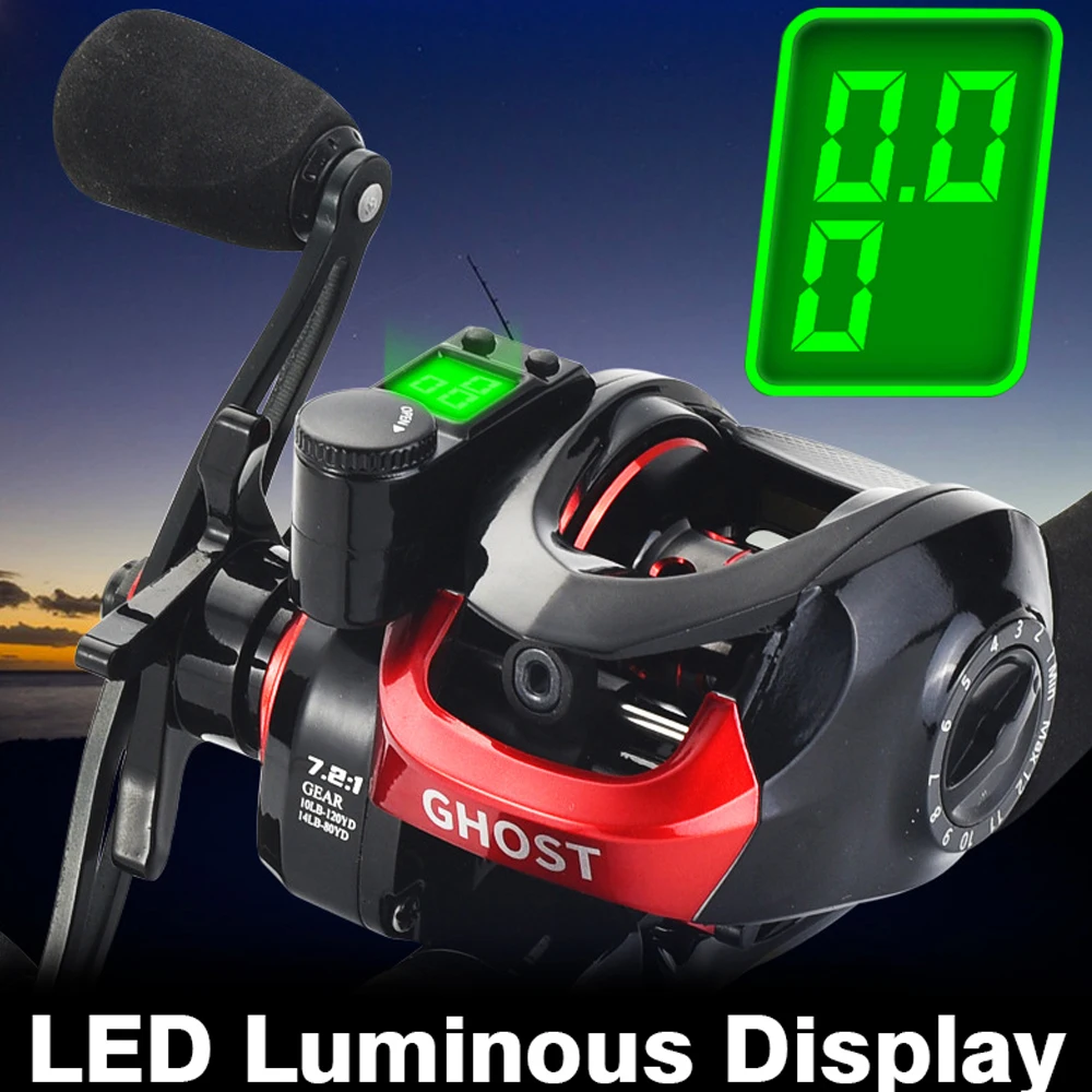 Carrete de Baitcasting con pantalla Digital luminosa 17 + 1BB 7,2: 1, relación de engranaje, carrete de fundición con carrete CNC para pesca en agua dulce y salada - imagen 2